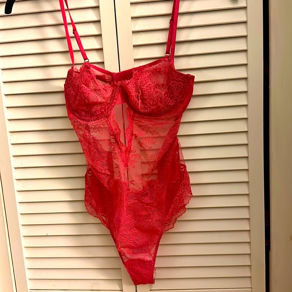 Victoria’s Secret pink lace one piece teddy